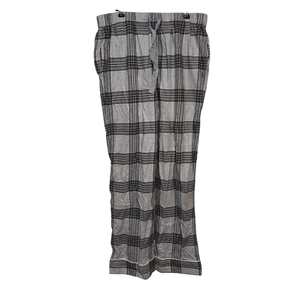 Lands End Mens Plaid Lounge Pants M Grey & Black